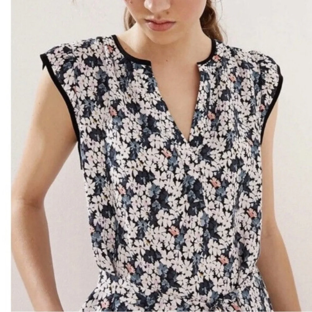 NWT Loft Size Small Petite garden split neck pocket dress $89 no belt